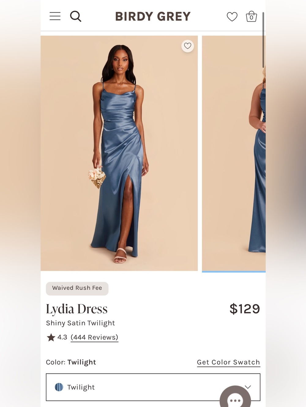 Birdy Grey Lydia Dress - Twilight Blue Satin Maxi